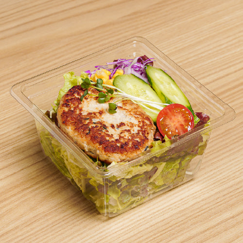D.鶏と豆腐のヘルシーハンバーグサラダ